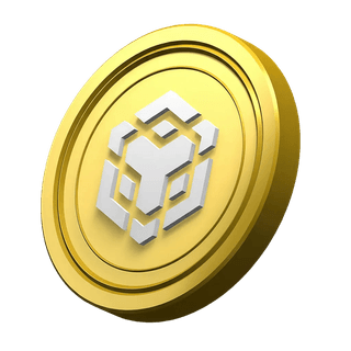 Moeda Binance BNB usada como elemento decorativo na secção de confiança da comunidade