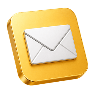 Envelope 3D decorativo em formato de ícone presente na página de contato